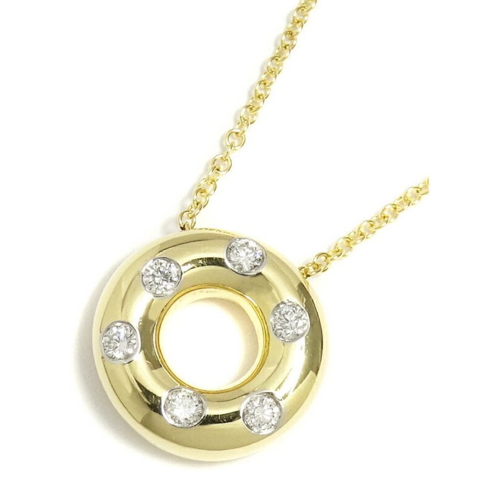 Tiffany Diamond Dots Circle Pendant Necklace Yellow Gold Platinum